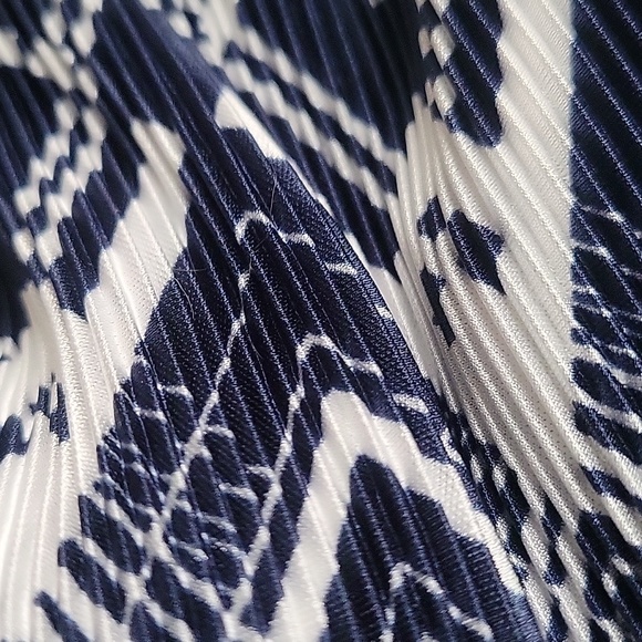 Printed Blue and White Palazzo Pants - Picture 4 of 6